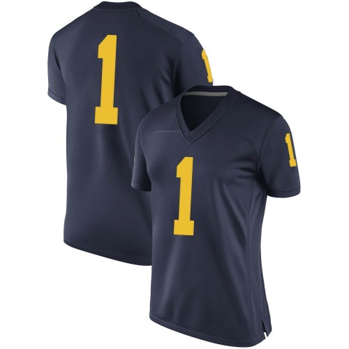 Nico Collins Michigan Wolverines Women's NCAA #1 Navy Game Brand Jordan College Stitched Football Jersey PDB5854UJ